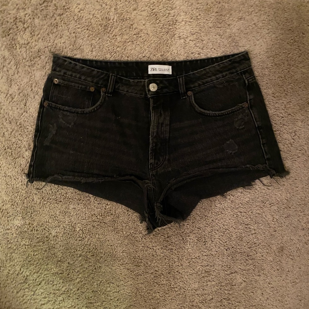 Zara black denim shorts